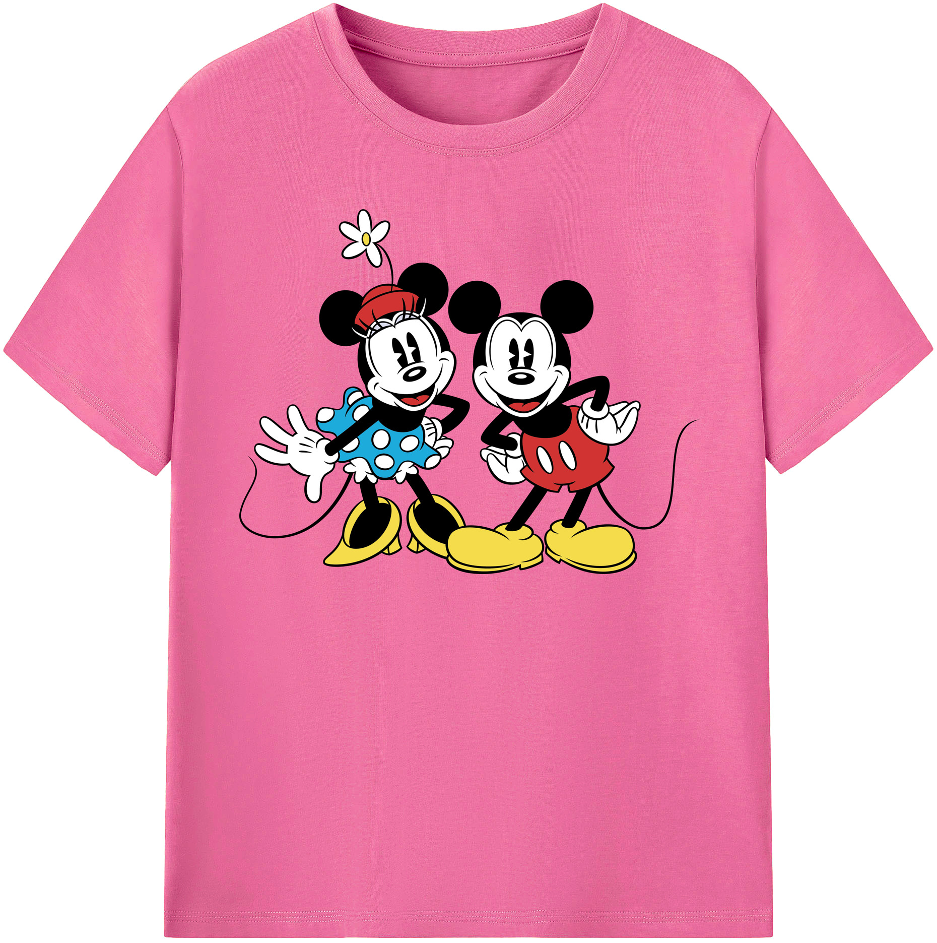 （画像用） ミッキーマウス Mickey Mouse レディースカジュアルプリントTシャツ（綿100％）